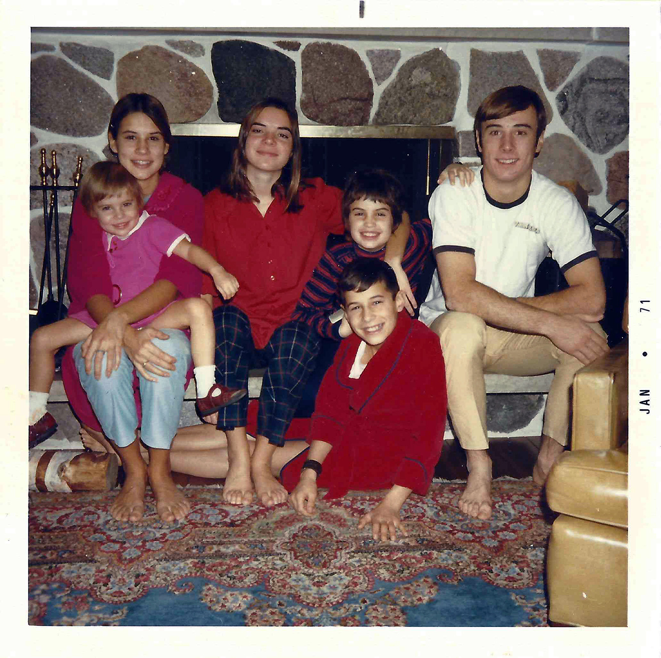 The author with her five siblings in 1971: (from left to right) Claudia, Gina, Alicia, John, the author (Diana), and Bruce.  