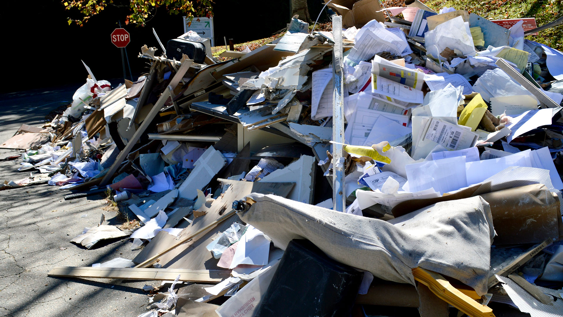 Piles of debris lined the streets of downtown Boone, North Carolina.