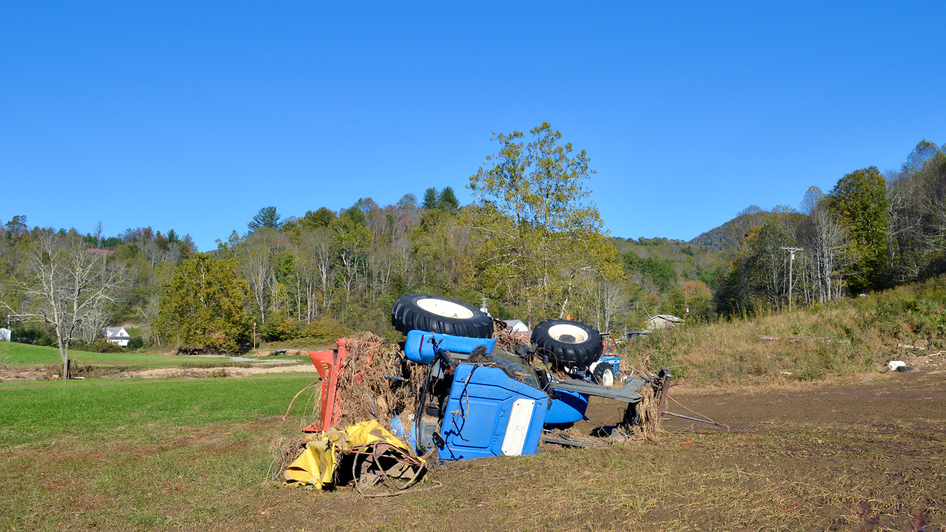 The ruins of a tractor in a field near Sugar Grove, North Carolina