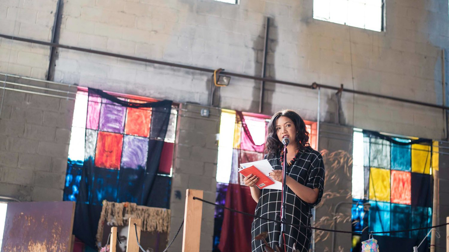 Clark reads at the Sundress Academy for the Arts' Holler Salon series in Knoxville, Tennessee.